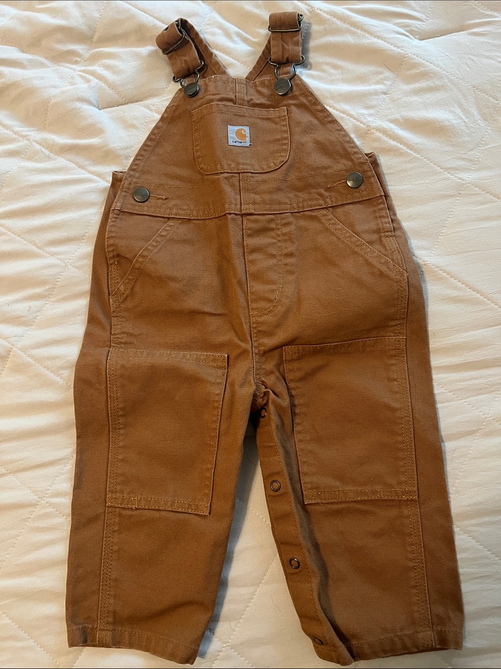 Carhartt Brown Kids Canvas Overalls with Adjustable Straps